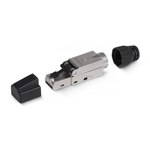 Коннектор 8P8C-SH-C6+ -TWP с фиксатором кабеля и колпачком RJ-45(8P8C) под витую пару категория до 6