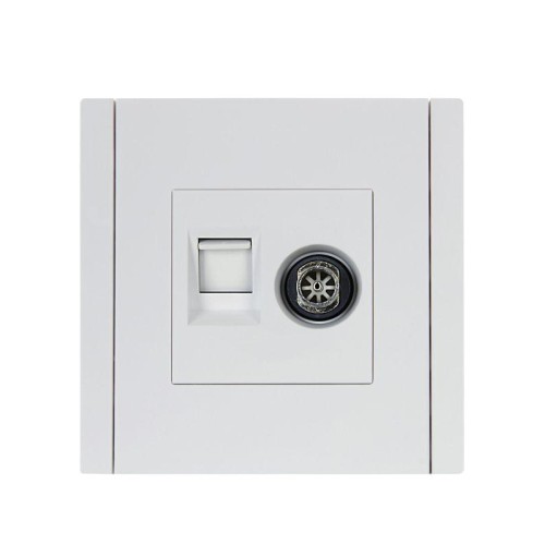 Розетка 2-м TV+RJ45 кат.5E FORTE&PIANO FP236 бел. IEK FP-AK20-1-K01