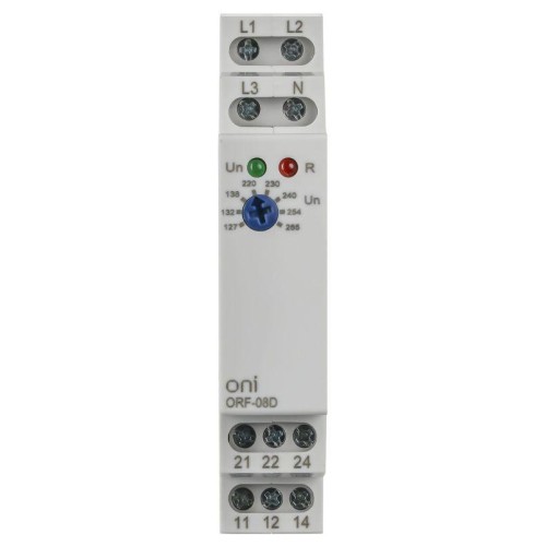 Реле фаз ORF-08D 3ф 2 конт. 127-265В AC с контр. нейтр. ONI ORF-08D-127-265VAC