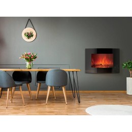 Электрокамин настенный 1800/55Вт дистанц. управл. закругл. форма дрова + камни звук. EFP/W-1150URLS