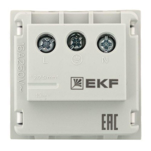 Розетка 1-м 2мод. C-Line РКС-20-30-П 45х45 с заземл. бел. EKF E2MR16-028-10