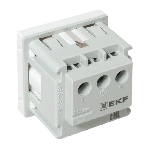 Розетка 1-м 2мод. C-Line РКС-20-30-П 45х45 с заземл. бел. EKF E2MR16-028-10