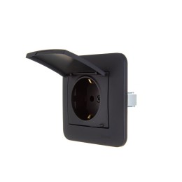 Розетка 1-м СП ASTI 16А IP20 с заземл. с крышкой термопласт в сборе черн. бархат. LEZARD 7081-4242-1