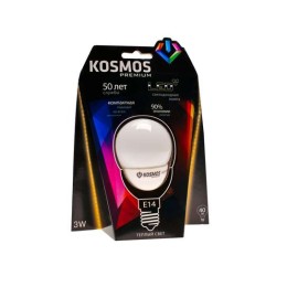 Лампа светодиодная KOSMOS premium 3Вт Шар 45мм E14 230В 3000К Космос KLED3wGL45230vE1427