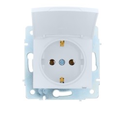 Розетка 1-м СП ASTI 16А IP20 с заземл. с крышкой термопласт механизм бел. LEZARD 7081-0288-123В