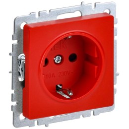 Розетка BRITE РС14-1-0-БрК 16А с заземл. защ. шторки механизм красн. IEK BR-R14-16-K04
