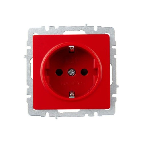 Розетка BRITE РС14-1-0-БрК 16А с заземл. защ. шторки механизм красн. IEK BR-R14-16-K04