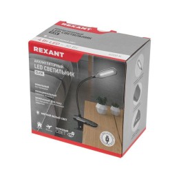 Светильник настольный Click 4Вт LED 4000К диммир. 3 ступени заряжаем. на прищепке черн. Rexant 609-0
