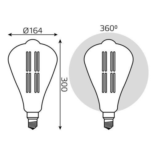Лампа светодиодная филаментная Black Filament 6Вт ST164 золотая 2700К тепл. бел. E27 890лм GAUSS 157