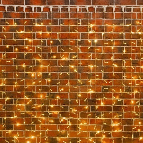 Гирлянда светодиодная "Занавес" 2х9м 1200LED тепл. бел. 230В IP65 эффект мерцания провод ПВХ прозр.