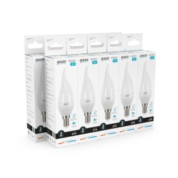 Лампа светодиодная Elementary 6Вт свеча на ветру 4100К нейтр. бел. E14 450лм GAUSS 34126