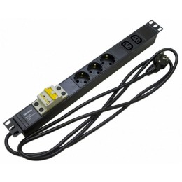 Блок розеток для 19дюйм шкафов горизонт. 3 розетки Schuko 2 розетки IEC320 C13 автомат. выкл. кабель
