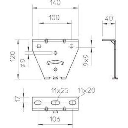 Траверса регулир. для профиля US 3 и рейки 2068 гор. оцинк. KU 3 V FT OBO 6348883
