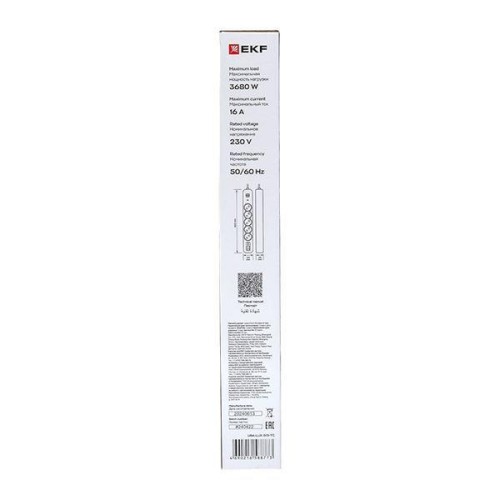 Удлинитель 5х1.5м IP20 2USB 2.4А+2type-C LUX 1.5кв.мм EKF UBA-LUX-515-TC