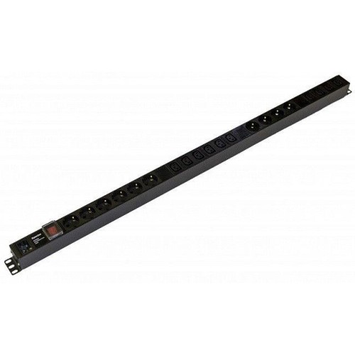 Блок розеток вертик. 10 розеток Schuko 10 розеток IEC320 C13 выкл. с подсветкой без кабеля питания в