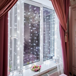 Гирлянда светодиодная "Светодиодный Дождь" 2.5х2м 300LED бел. 16Вт 230В IP20 свечение с динамикой пр