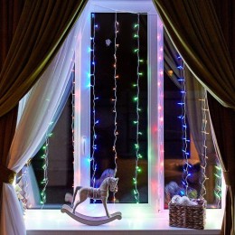 Гирлянда светодиодная "Светодиодный Дождь" 2.5х2м 300LED мультиколор 16Вт 230В IP20 свечение с динам