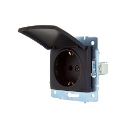 Розетка 1-м СП ASTI 16А IP20 с заземл. с крышкой термопласт механизм черн. бархат. LEZARD 7081-4288-