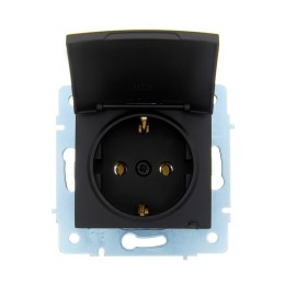 Розетка 1-м СП ASTI 16А IP20 с заземл. с крышкой термопласт механизм черн. бархат. LEZARD 7081-4288-