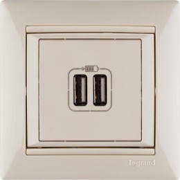 Розетка USB 2-м СП Valena сл. кость Leg 774170