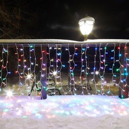 Гирлянда светодиодная "Светодиодный Дождь" 2х1.5м 300LED мультиколор RGB 30Вт 230В IP65 провод прозр