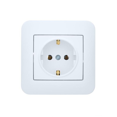 Розетка 1-м СП ASTI 16А IP20 с заземл. термопласт в сборе бел. LEZARD 7081-0202-122B