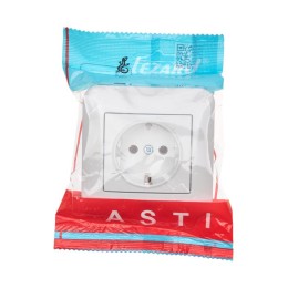 Розетка 1-м СП ASTI 16А IP20 с заземл. термопласт в сборе бел. LEZARD 7081-0202-122B