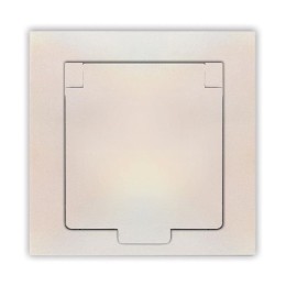 Розетка 1-м СП Афина 16А IP20 с заземл. с крышкой в сборе жемчуж. Universal A0029-OBr