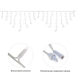 Гирлянда светодиодная "Айсикл" (бахрома) 4х0.6м 128LED син. 10Вт 230В IP67 провод каучук бел. Neon-N