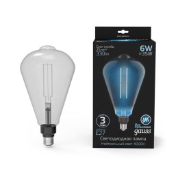 Лампа светодиодная филаментная Black Filament 6Вт ST164 тонированная 4000К нейтр. бел. E27 330лм GAU