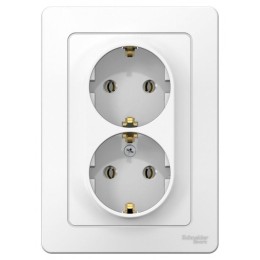 Розетка 2-м СП Blanca 16А IP20 250В с заземл. без защ. шторок бел. SE BLNRS001021