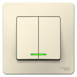 Выключатель 2-кл. СП Blanca 6А IP20 (сх. 5) 250В с подсветкой молочн. SE BLNVS006512