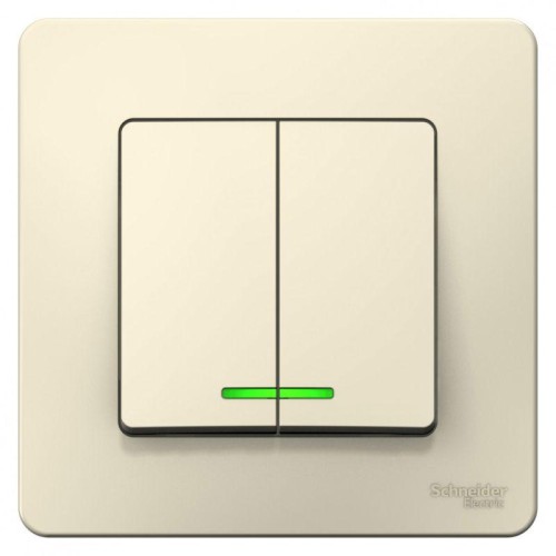 Выключатель 2-кл. СП Blanca 6А IP20 (сх. 5) 250В с подсветкой молочн. SE BLNVS006512