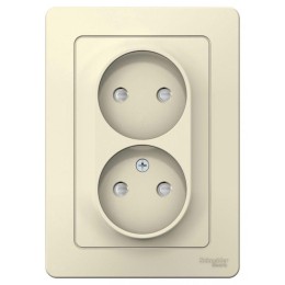 Розетка 2-м СП Blanca 16А IP20 250В без заземл. защ. шторки молоч. SE BLNRS000122