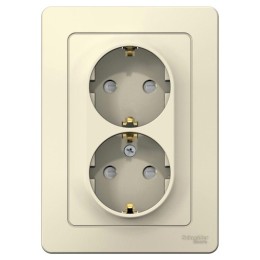 Розетка 2-м СП Blanca 16А IP20 250В с заземл. защ. шторки молоч. SE BLNRS001122