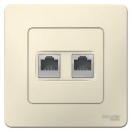 Розетка компьютерная + телефонная 2-м СП Blanca RJ45 кат.5E + RJ11 молочн. SE BLNIS045112