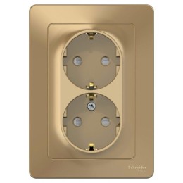 Розетка 2-м СП Blanca 16А IP20 250В с заземл. защ. шторки титан SE BLNRS001124