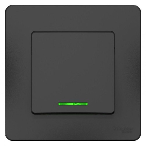 Выключатель 1-кл. СП Blanca 10А IP20 (сх. 1) 250В с подсветкой антрацит SE BLNVS010116