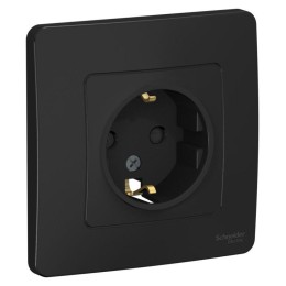 Розетка 1-м СП Blanca 16А IP20 250В с заземл. защ. шторки антрацит SE BLNRS001116