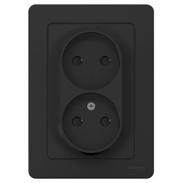 Розетка 2-м СП Blanca 16А IP20 250В без заземл. защ. шторки антрацит SE BLNRS000126