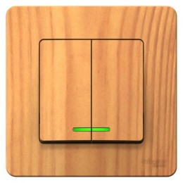 Выключатель 2-кл. СП Blanca 10А IP20 (сх. 5) 250В с подсветкой ясень SE BLNVS010515