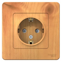 Розетка 1-м СП Blanca 16А IP20 250В с заземл. защ. шторки ясень SE BLNRS001115