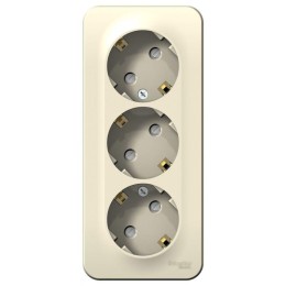 Розетка 3-м ОП Blanca 16А IP20 250В с заземл. защ. шторки с изолир. пластиной молоч. SE BLNRA011312