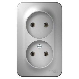 Розетка 2-м ОП Blanca 16А IP20 250В без заземл. без защ. шторок алюм. SE BLNRA000203
