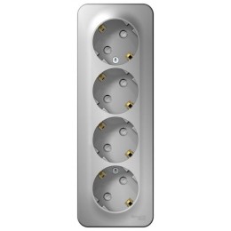 Розетка 4-м ОП Blanca 16А IP20 250В с заземл. защ. шторки с изолир. пластиной алюм. SE BLNRA011413