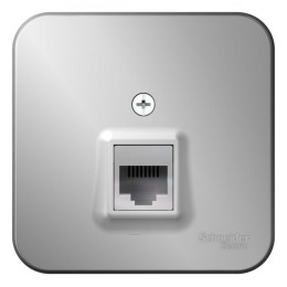 Розетка компьютерная 1-м ОП Blanca RJ45 кат.5E с изолир. пластиной алюм. SE BLNIA045003