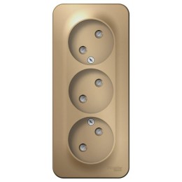 Розетка 3-м ОП Blanca 16А IP20 250В без заземл. защ. шторки с изолир. пластиной титан SE BLNRA001314