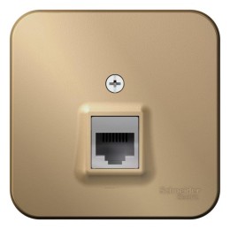 Розетка телефонная 1-м ОП Blanca RJ11 с изолир. пластиной титан SE BLNIA011004