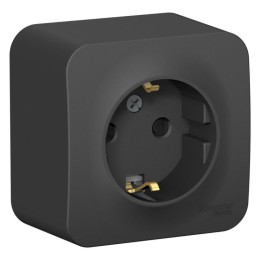 Розетка 1-м ОП Blanca 16А IP20 250В с заземл. защ. шторки антрацит SE BLNRA011106