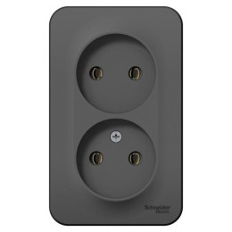 Розетка 2-м ОП Blanca 16А IP20 250В без заземл. без защ. шторок антрацит SE BLNRA000206